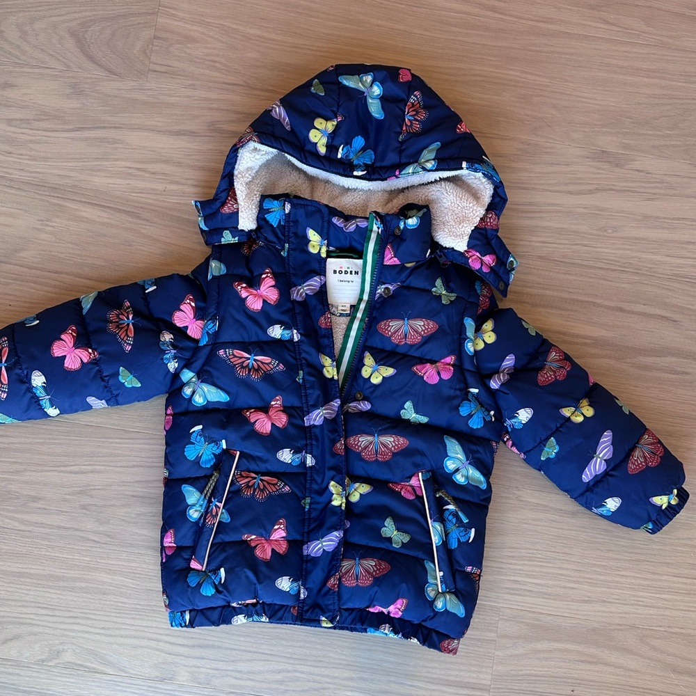 Girls Boden Convertible Puffer Jacket with Sherpa Lining